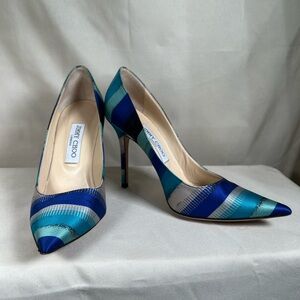 Jimmy Choo Striped Blue Heels